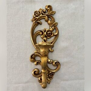 Vtg 1971 Gold Homco Candle Holder Sconce Ornate 4118 Hollywood Regency Wall Deco